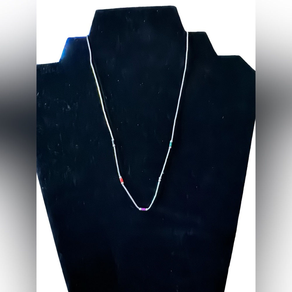 Christin Wolf Navajo Sterling Silver Turquoise & Multi 14.5" Beaded Necklace - Picture 1 of 7